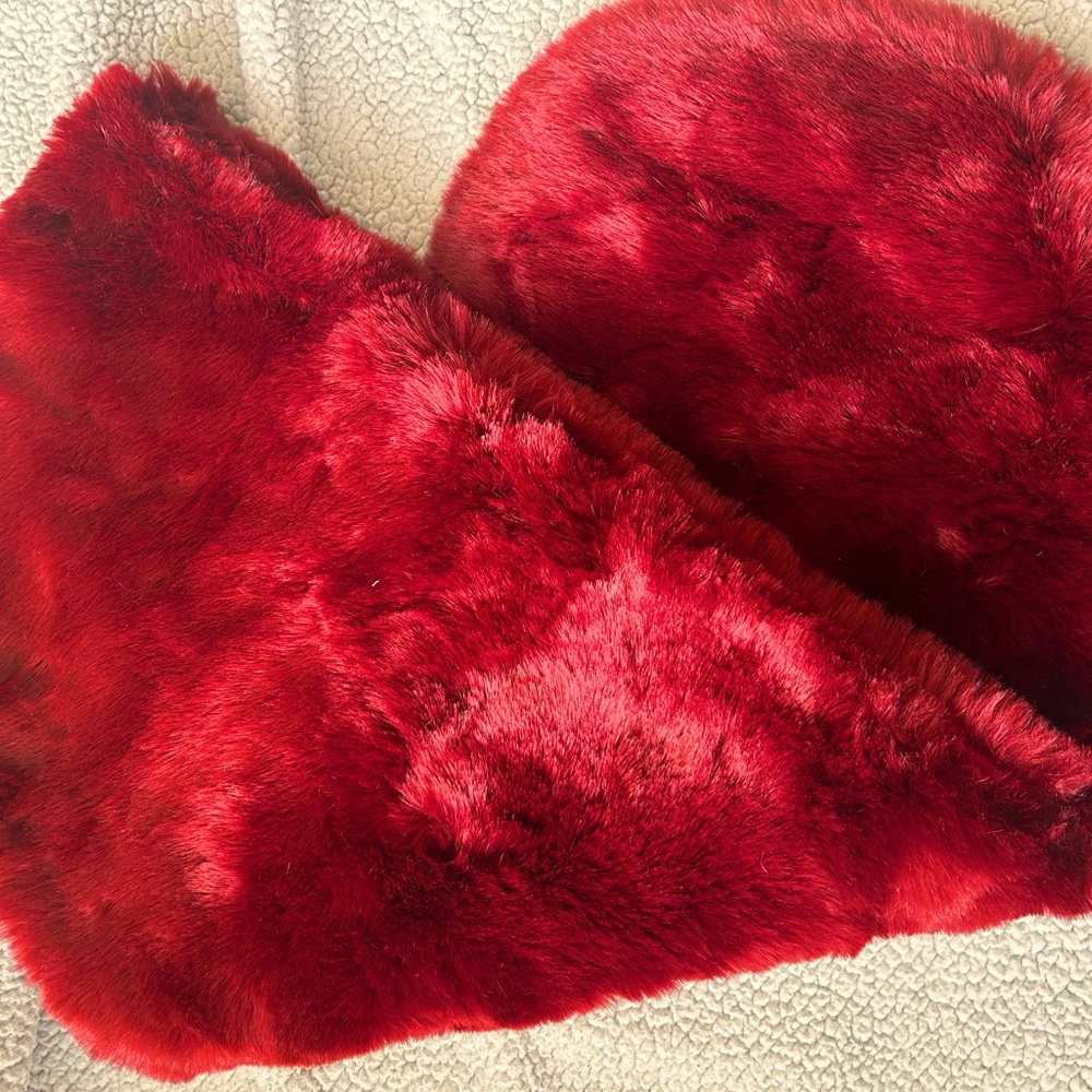 Red faux fur cover up with clip